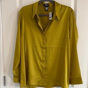 Express NWT Olive Green Button-Up Blouse